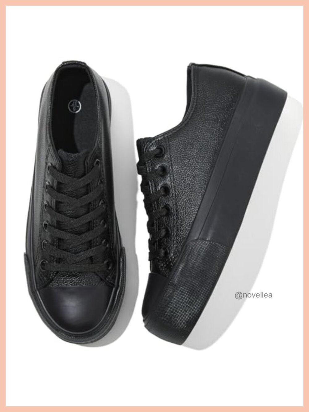 Platform Sneakers PU Leather Tennis Shoes Lace-Up Casual